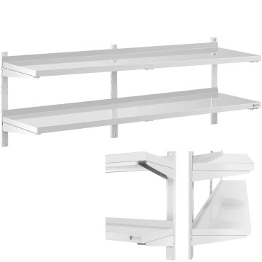 Duplo de prateleira de fatos de vedação de parede com aço ajustável 180 x 40 cm