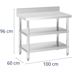 Tabela de mesa de mesa de mesa da mesa com Rant 2 prateleiras 100 x 60 cm