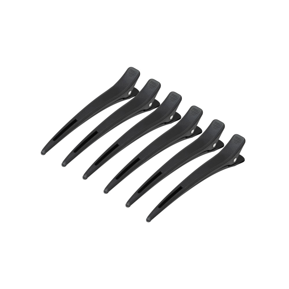 Fodrászcsipeszek karbon E-15 11,5 cm fekete, 6 db