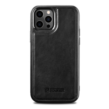 Saken dekket med naturlig hud til iPhone 12 Pro Max Leather Oil Wax Black