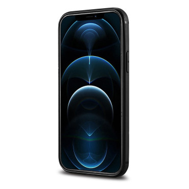 Caso coberto com a pele natural para o iphone 12 pro máximo cera de óleo de couro preto