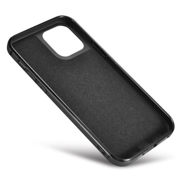 Caso coberto com a pele natural para o iphone 12 pro máximo cera de óleo de couro preto