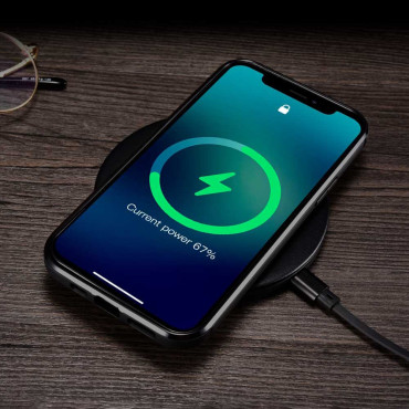 Saken dekket med naturlig hud til iPhone 12 Pro Max Leather Oil Wax Black