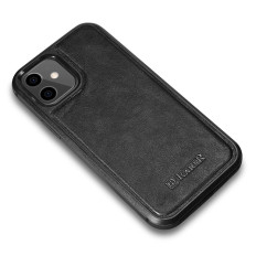 Fodral täckt med naturlig hud för iPhone 12 mini läder olja vax svart