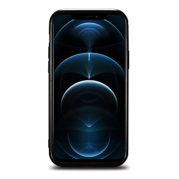 Fodral täckt med naturlig hud för iPhone 12 mini läder olja vax svart