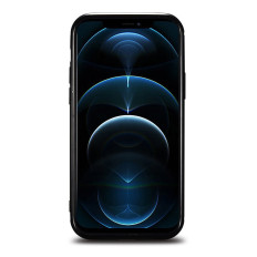 Fodral täckt med naturlig hud för iPhone 12 mini läder olja vax svart