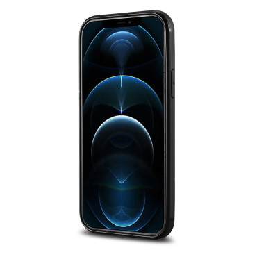 Fodral täckt med naturlig hud för iPhone 12 mini läder olja vax svart