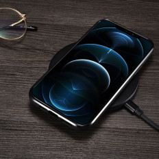 Fodral täckt med naturlig hud för iPhone 12 mini läder olja vax svart
