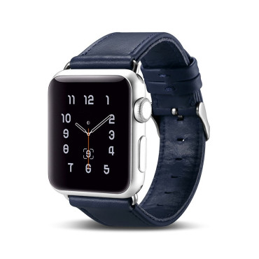 Headband com cinta de couro natural Apple Assista 1-3 38mm couro vintage escuro azul