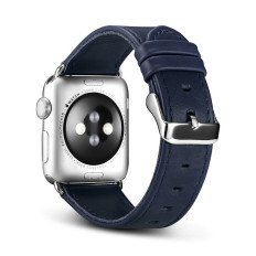 Headband with natural leather strap Apple Watch 1-3 38mm leather vintage dark blue