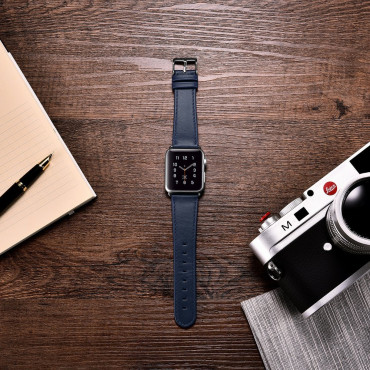 Nadaljuben trak z naravnim usnjenim trakom Apple Oglejte si 1-3 38mm usnje vintage temno modro