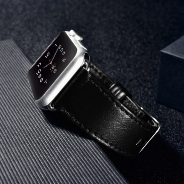 Huvudband med naturligt läderband Apple Titta på 1-3 38mm läder vintage mörkblå
