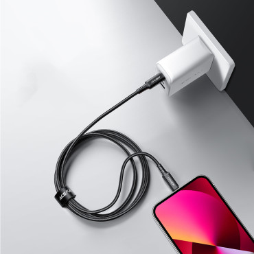 Kabelinė PFI kabelis prie iPhone USB-C - Žaibas 30W 3A 1.8m juoda