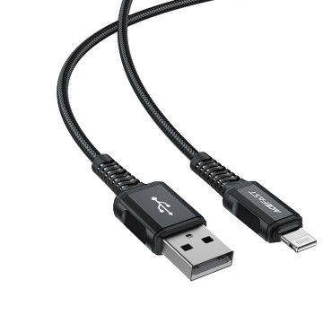 Kabeļu MFI kabelis uz iPhone USB - Zibens 2.4a 1.8m Black