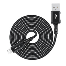 Kabeļu MFI kabelis uz iPhone USB - Zibens 2.4a 1.8m Black