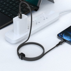 Kabeļu MFI kabelis uz iPhone USB-C - Zibens 30W 3a 1.2m Black