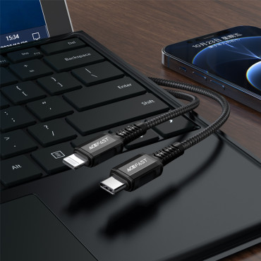 Kabeļu MFI kabelis uz iPhone USB-C - Zibens 30W 3a 1.2m Black