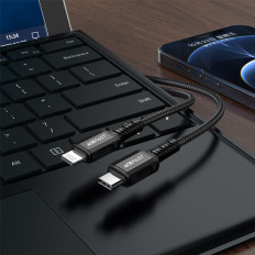 Kabeļu MFI kabelis uz iPhone USB-C - Zibens 30W 3a 1.2m Black
