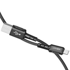 Kabeļu MFI kabelis uz iPhone USB - Zibens 2.4a 1.2m Black