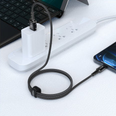 Kabeļu MFI kabelis uz iPhone USB - Zibens 2.4a 1.2m Black