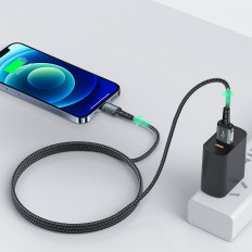 Kabeļu MFI kabelis uz iPhone USB - Zibens 2.4a 1.2m Black