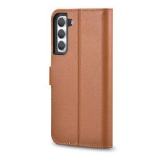 Kožené puzdro peňaženky pre Galaxy S22 + Kožené puzdro Peňaženky hnedé