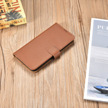 Portefeuille en cuir pour Galaxy S22 + Portefeuille en cuir Brown