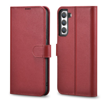 Kožené puzdro Peňaženka pre Galaxy S22 + Kožená peňaženka Burgundsko
