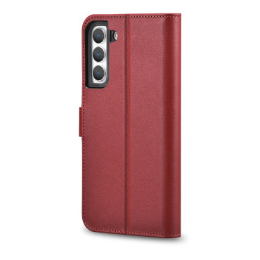 Kožené puzdro Peňaženka pre Galaxy S22 + Kožená peňaženka Burgundsko