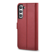 Kožené puzdro Peňaženka pre Galaxy S22 + Kožená peňaženka Burgundsko