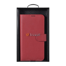 Lærveske lommebok for Galaxy S22 + Leather Wallet Case Burgundy