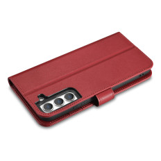 Kožené puzdro Peňaženka pre Galaxy S22 + Kožená peňaženka Burgundsko