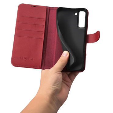 Kožené puzdro Peňaženka pre Galaxy S22 + Kožená peňaženka Burgundsko