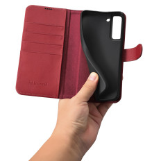 Lederen case portefeuille voor Galaxy S22 + lederen portefeuille Case Bourgondië