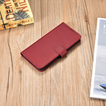 Kožené puzdro Peňaženka pre Galaxy S22 + Kožená peňaženka Burgundsko
