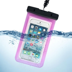 Poche imperméable pour téléphone 6 "avec une laisse rose