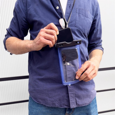 Nepremočljiva vrečka za telefon 6 "z roza povodec