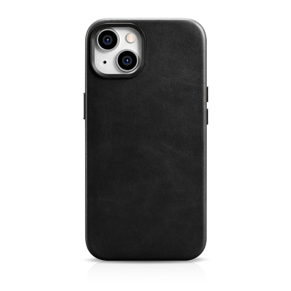 Kožené puzdro iPhone 14 Magnetické s Magsafe Oil Wax Premium Kožené puzdro Čierna