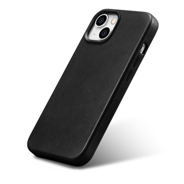 Case en cuir iPhone 14 magnétique avec Magsafe Huile Cire Case Premium Case Noir