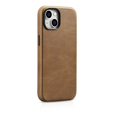 Couro iPhone 14 Bolsa magnética com Magsafe Oil Cera Premium Caso de couro marrom Brown