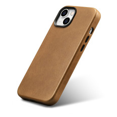 Couro iPhone 14 Bolsa magnética com Magsafe Oil Cera Premium Caso de couro marrom Brown
