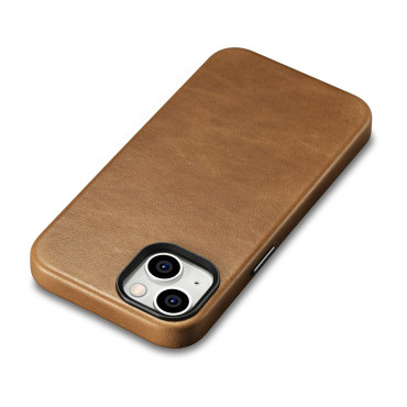 Couro iPhone 14 Bolsa magnética com Magsafe Oil Cera Premium Caso de couro marrom Brown