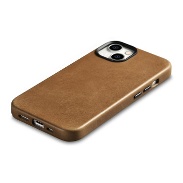 Couro iPhone 14 Bolsa magnética com Magsafe Oil Cera Premium Caso de couro marrom Brown