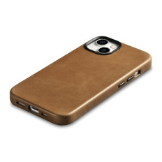 Couro iPhone 14 Bolsa magnética com Magsafe Oil Cera Premium Caso de couro marrom Brown