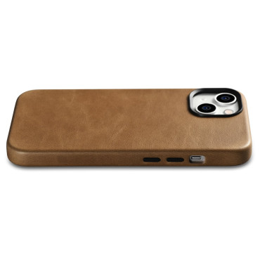 Couro iPhone 14 Bolsa magnética com Magsafe Oil Cera Premium Caso de couro marrom Brown