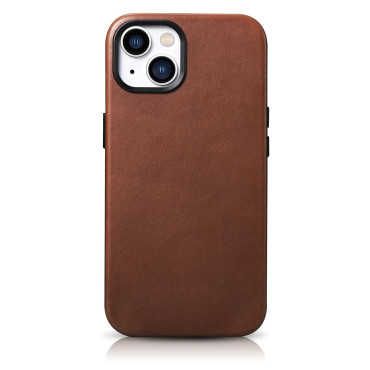 Pierna de cuero IPHONE 14 Bolsa magnética con funda de cuero premium de cera de aceite Magsafe Bronce