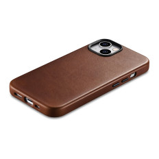 Pierna de cuero IPHONE 14 Bolsa magnética con funda de cuero premium de cera de aceite Magsafe Bronce