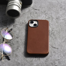 Bőr Iphone 14 Mágneses tasak Magsafe olaj viasz prémium bőr tok bronz