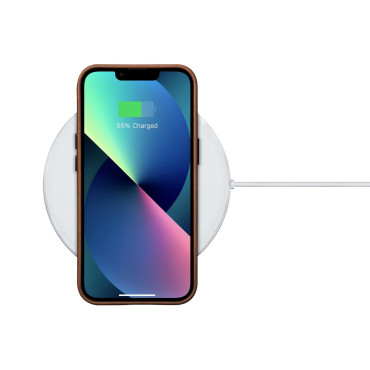 Pierna de cuero IPHONE 14 Bolsa magnética con funda de cuero premium de cera de aceite Magsafe Bronce
