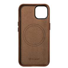 Pierna de cuero IPHONE 14 Bolsa magnética con funda de cuero premium de cera de aceite Magsafe Bronce